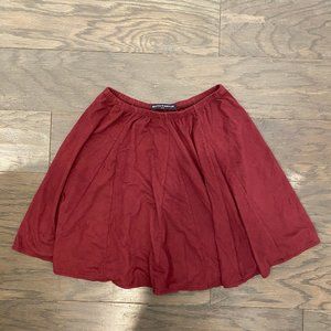 Red velvet-like flared Brandy Melville skirt